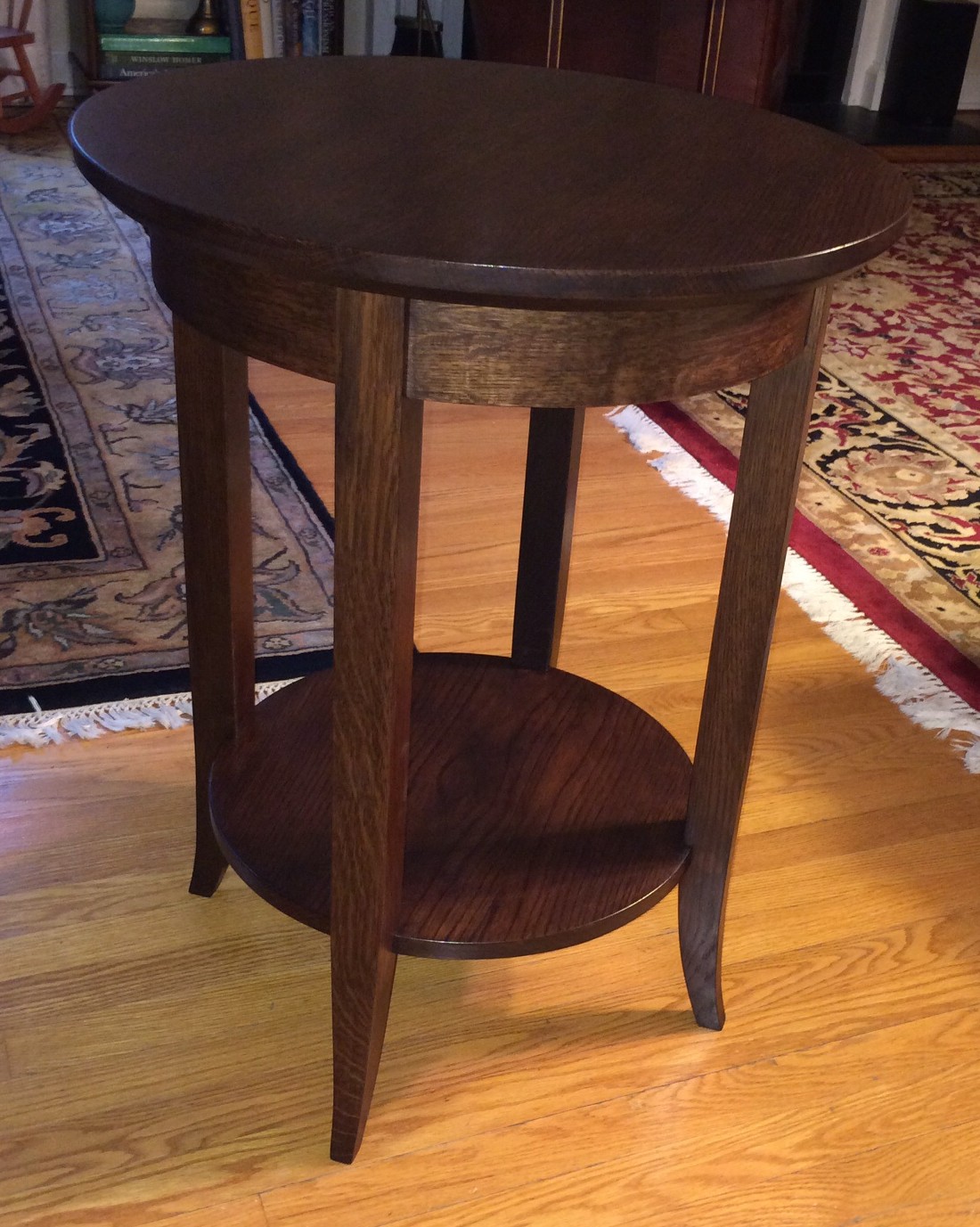 Round White Oak Side Table SilverPearl Woodworking